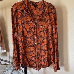 Jane and Delancey Orange Zebra Print Blouse